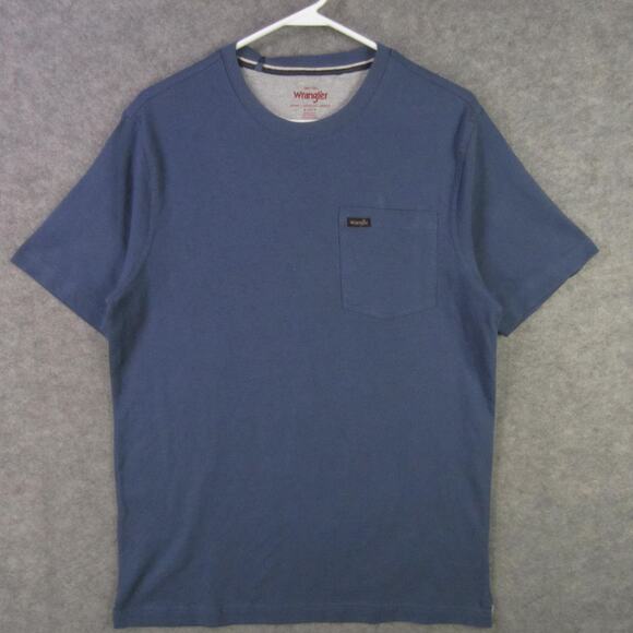 Wrangler Shirt Mens Small Blue Pocket T-Shirt Short Sleeve Crewneck Casual - Picture 1 of 6